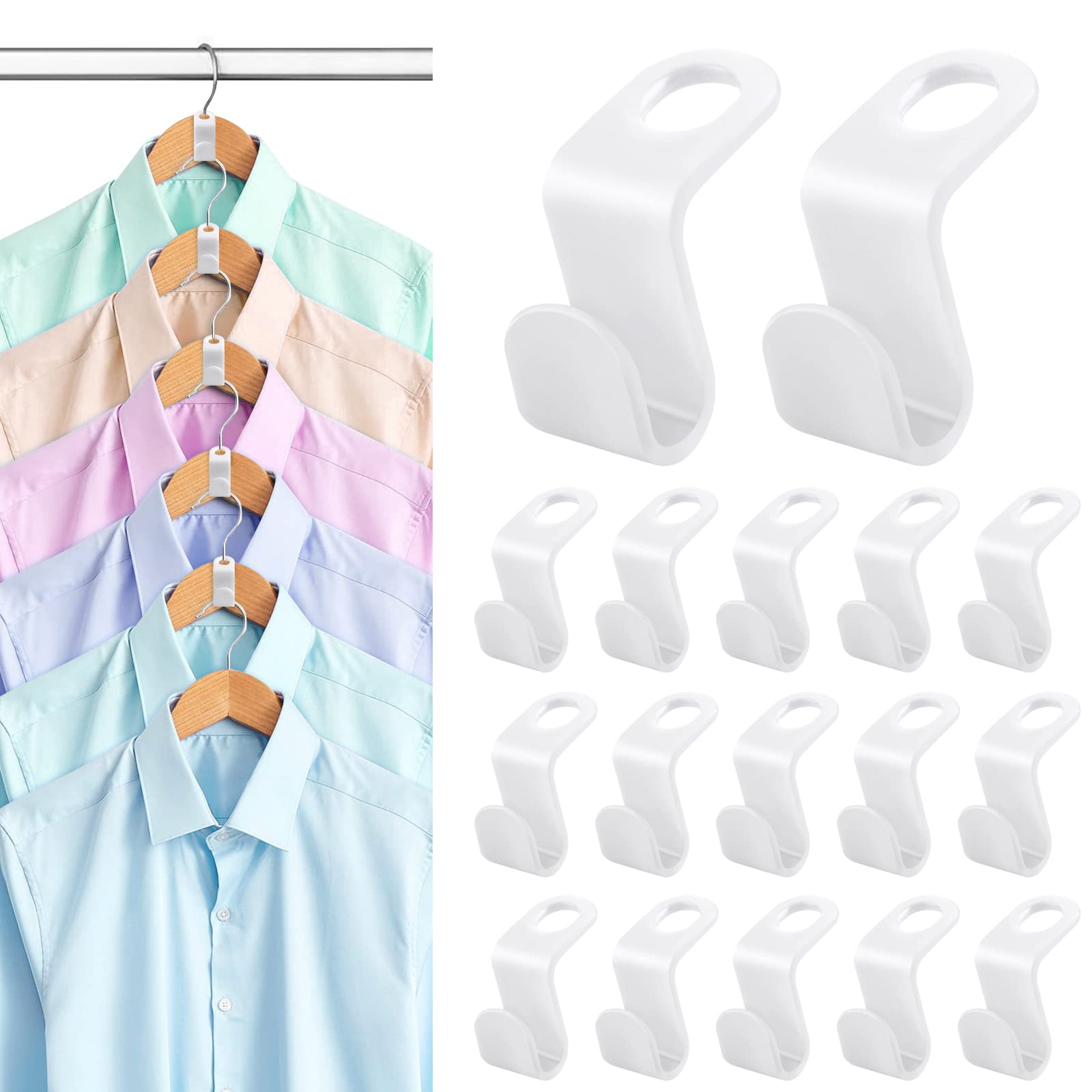 Photo 1 of 100 PCS Space Saving Hanger Hooks and Clips for Plastic Hangers (White)