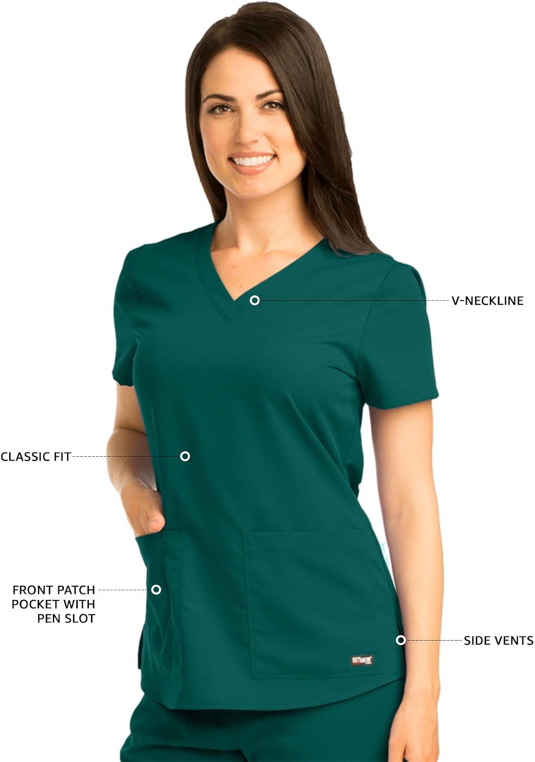 Barco Grey's Anatomy Women's 71166 Two Pocket V-Neck Scrub Top With Shirring Back: Clothing