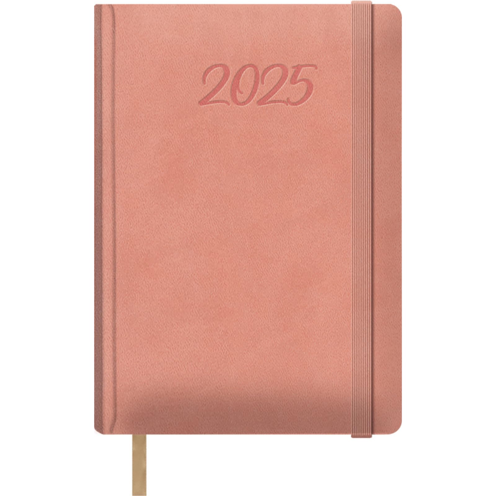 Dohe - 2025 Diary - Day by Page, A5 Size (15 x 21 cm), 12 Months January to December, Hardcover in Leatherette, Planner in Spanish, Office Supplies - SAMBA Rosa