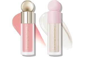 KYDA 2 Colors Liquid Blush Highlighter, Silky Matte Blush, High Glossy Face Illuminator, Natural Glow Finish, Blendable Formula, Set C