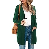 SUEANI Women's Open Front Casual Long Sleeve Knitwear Classic Sweaters Cardigan with Pockets