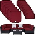 ClawsCover 14Pack Outdoor Patio Seat and Back Cushions Replacement Covers Fit for 7Pieces 6-Seater Wicker Rattan Sectional Couch Chair Furniture Set,Burgundy-Include Cover Only (Large)