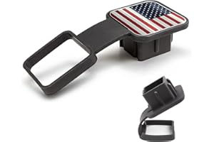 fasebeek 1 PC Trailer Hitch Dust Plug, 2" x 2" Receiver Red American Flag Rubber Waterproof Rustproof Hitch Port Protective Cover, Receiver Tube Plug Insert Decoration, Universal for Car (Black)