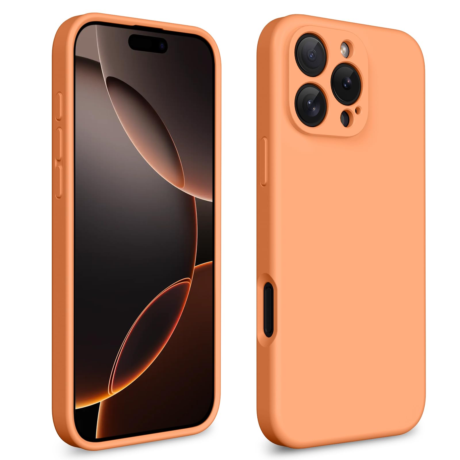 CALOOP Slim-Fit for iPhone 16 Pro Case,Skin Soft Liquid Silicone,Sturdy Hard Frame Shockproof Cover with Anti-Scratch Microfiber Lining,Full Protection for Screen and Camera Lens,6.3 inch (Orange) — image 1