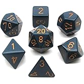 Chessex Polyhedral 7-Die Opaque Dice Set - Dusty Blue with Copper Numbers