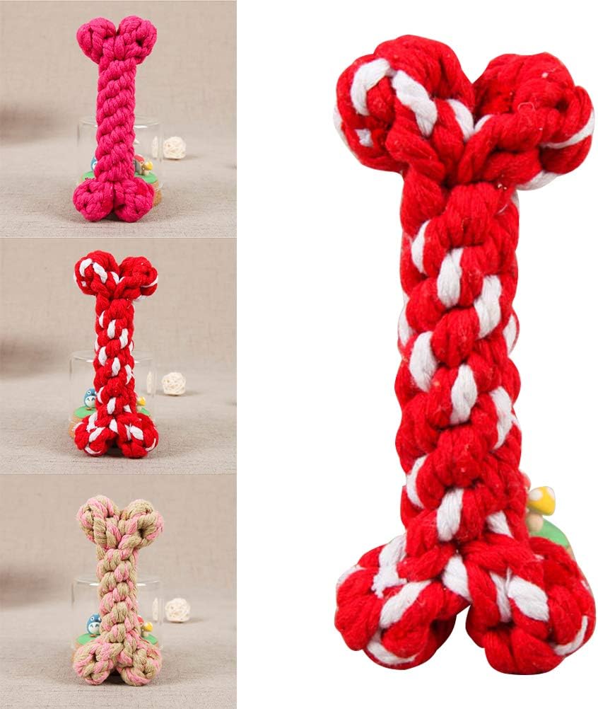 POPETPOP Pet Dog Toy Weaving Chewable Rope Shaped Toys Cotton Knot Toys for Molar Tooth Cleaning and Training 1pc (Random Color) - Image 5