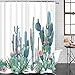 BLEUM CADE Smurfs Yingda Bathroom Shower Curtain Tropical Cactus Shower Curtains with 12 Hooks, Flowers Blossom Bath Curtain Durable Waterproof Fabric Bathroom Curtain (Cactus, 70 × 69 inches)