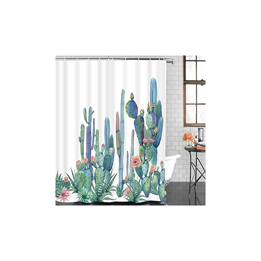 Alishomtll Bathroom Shower Curtain Tropical Cactus Shower Curtains with