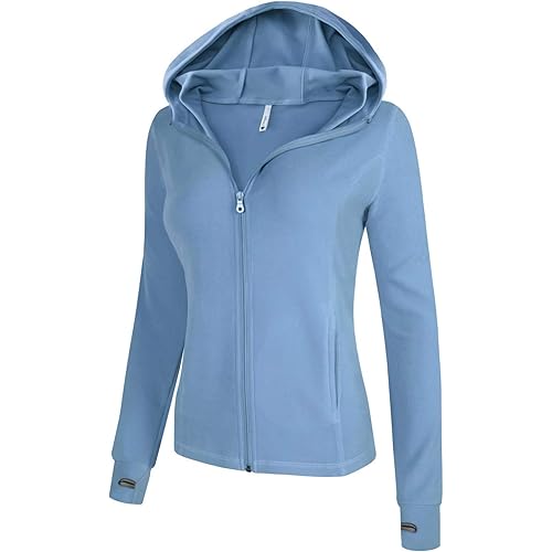 Zengjo Womens Zip Up Hoodie Athletic Hoodies for Running/Workout/Yoga with Thumb Hole
