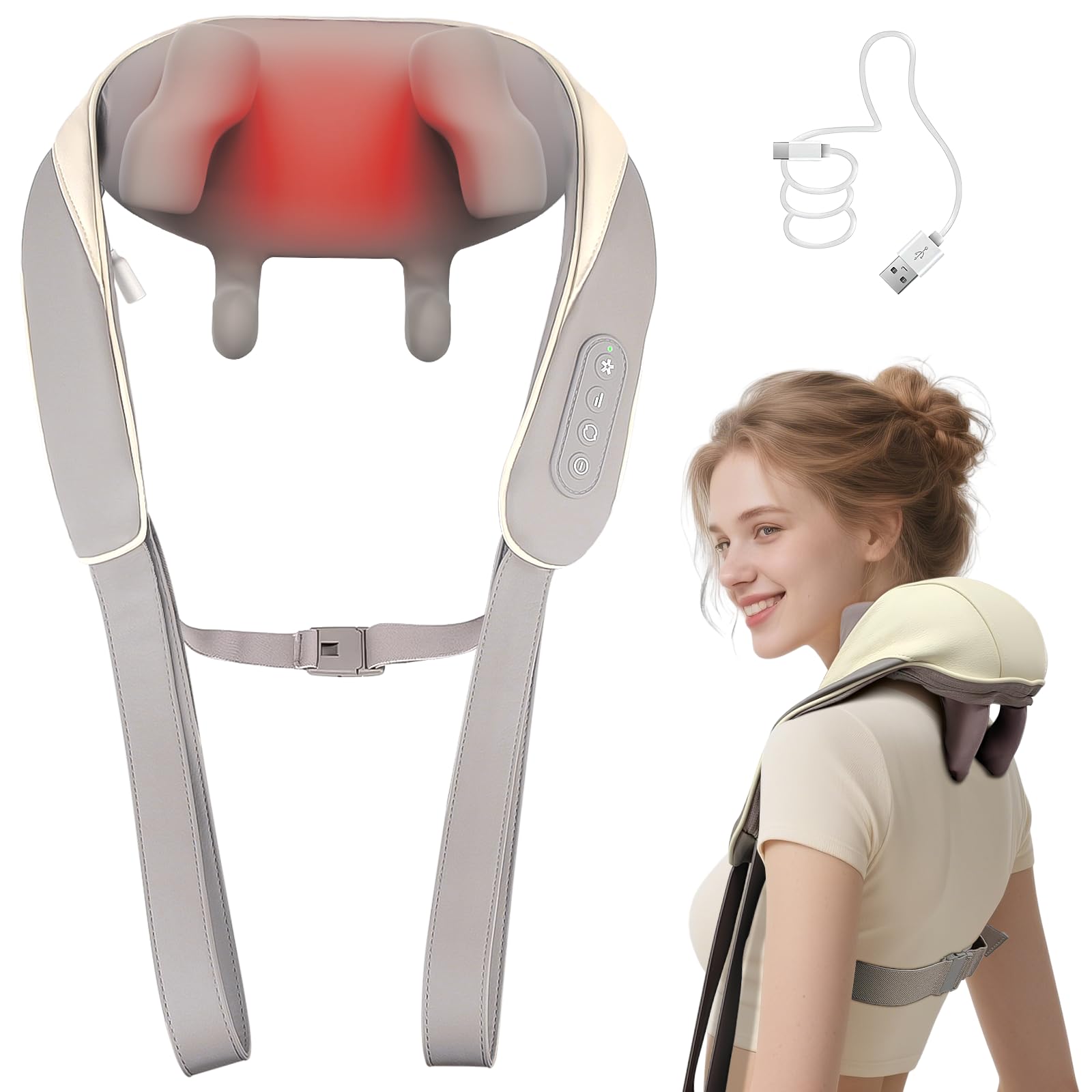 Photo 1 of AXTEDRPOWE Neck and Shoulder Massager, 6D Neck Massager for Pain Relief Deep Tissue, Brushless Neck Massager with Heat, 10 Mins Auto-Off, 2 Modes & 3 Speeds, Ideal Gift for Friends Family Lover