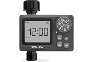 TIFFCOFIO New Programmable Water Volume Control Sprinkler Timer, Water Duration Control Hose Timer with Water Meter, Auto and Manual Watering for Irrigation, Garden and Drip System (1 Pack)