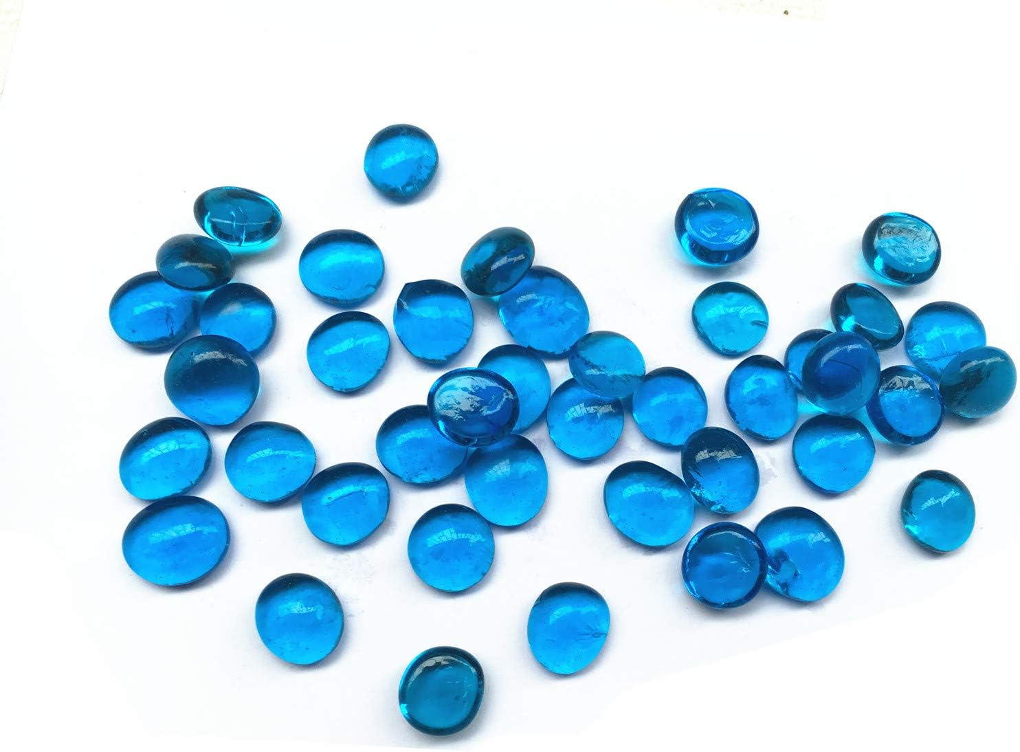Liying shop Glass Gem Stone, 1Lbs Flat Marbles Pebbles for Vase Fillers, Table Scatter, Aquarium Fish Tank, Party Decoration, Crystal Rocks (Approx 100 Pcs Aqua Blue)