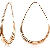 Gacimy Teardrop Hoop Earrings for Women, 14K Gold Plated Oval Pull Through Hoop Earrings for Women