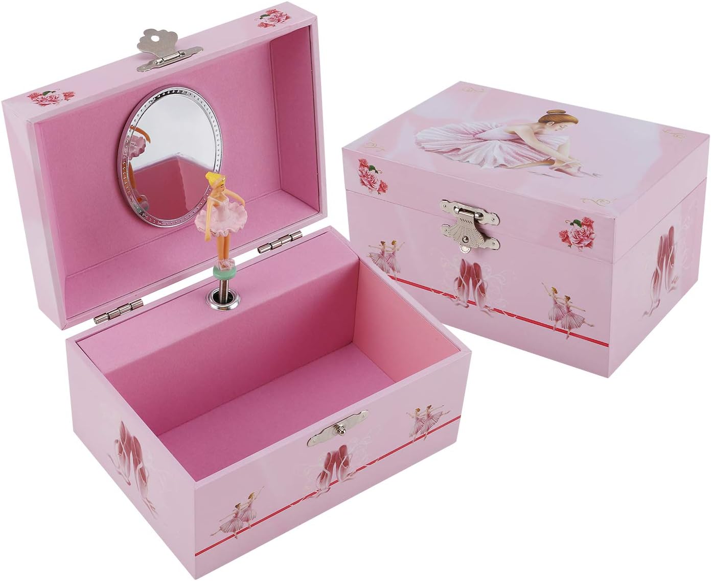 TAOPU Keepsake Musical Jewelry Box with Spinning Light pink ballerina