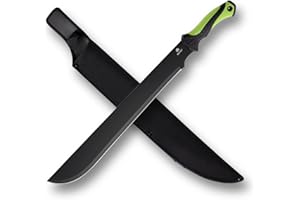 REAT Gardening Heavy Duty Machete,24" Full Tang Machete with Shaeth,Ergonomic No-Slip Handle,Machetes for Bushcraft, Outdoor Hunting, Garden Cutting Trees and Yard Work (Green)
