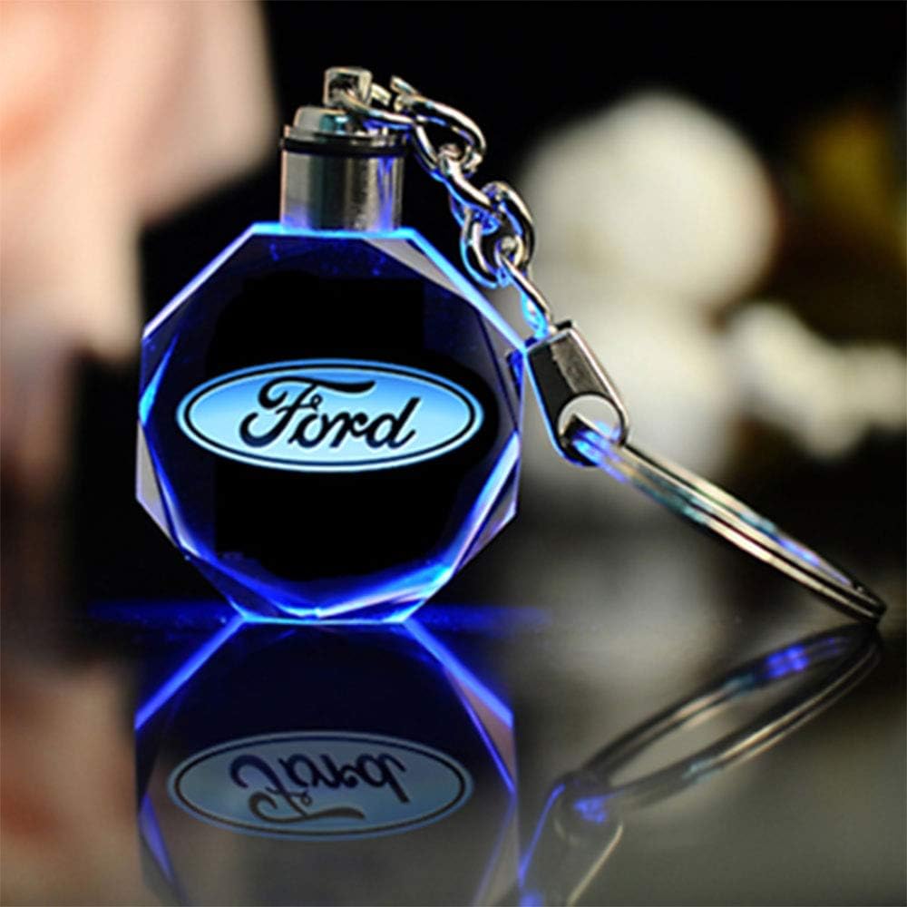 Fitracker 2018 Car Keychain Accessories Crystal LED Light Changing Car Key Chain Keyring with Gift Box