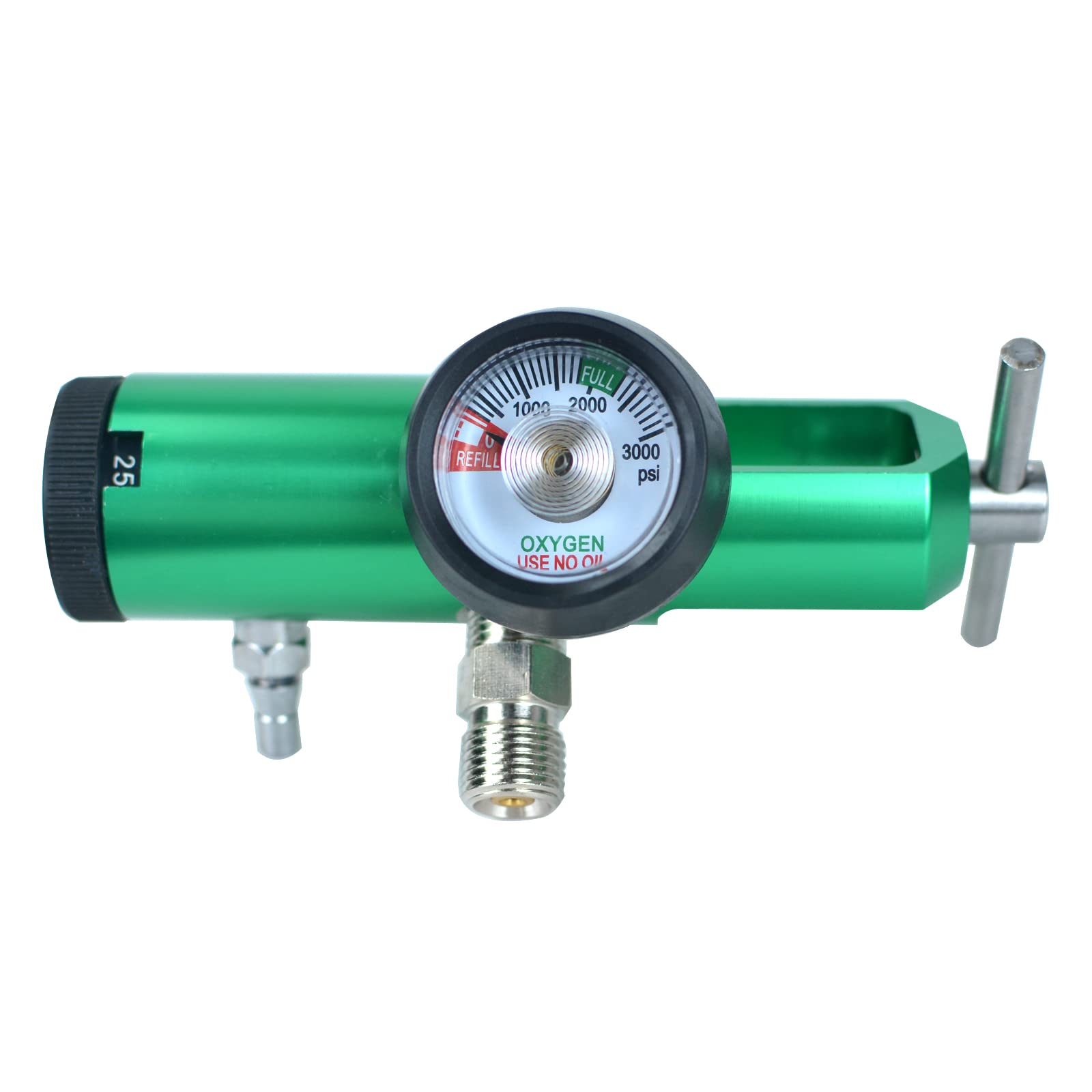 Photo 1 of Ao Hong Mini Oxygen Regulator with Key, 0-25 Litersper min, Brass Sleeve, 870 CGA Connection, Brass Sleeve