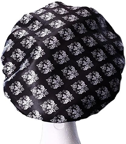 Dilly's Collections Microfiber Shower Cap - Triple Layer With Extra Protection - Hair Care & Style- Hair Bath Cap - Damask Design Adult/Teens