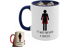It was Never a Dress Mug Color Changing,11oz Feminist Superhero Mug, Black to White Women Empowering Ceramic Coffee Cup for F