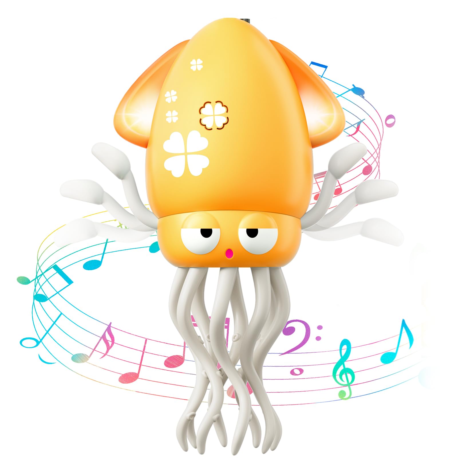 MACALOCA Dancing Octopus Toy, Funny Electric Dancing Squid Toy with LED & Music, Crawling Octopus Tummy Time Toys for 3 4 5 6 7 8 Year Old Kids Boy Girl Birthday Gifts, Yellow