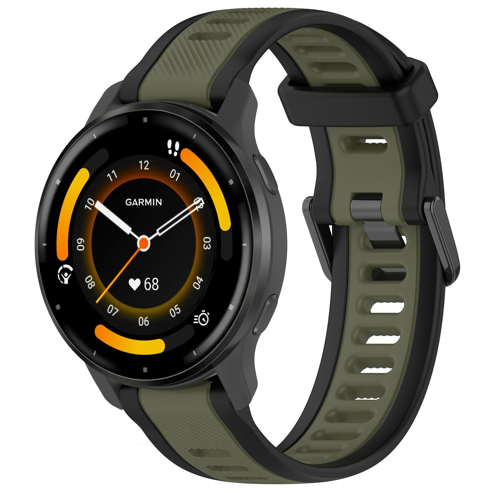 Stripe Silicone 18mm Band Compatible with Garmin Venu 3S / Venu 2S / Vivoactive 4S/ Vivomove 3S/Venu 4 41mm, Soft Rubber Breathable Sport Strap Quick Release Wristband Loop for Men Women