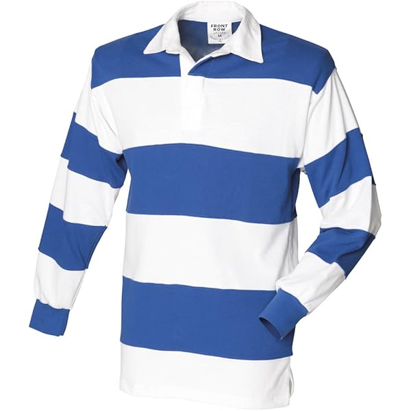 【新品未使用】OVER PRINT BIG RUGBY SHIRTS 2TONE Front Row Sewn Stripe Long Sleeve Rugby Shirt - White & Navy