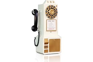 GUYIFUNY Antique Telephone - Rotary Dial Landline Phone Model Vintage Classic Phone Props Retro Wall Mounted Crafts Ornaments Cafe Bar Window Booth Decoration - 9.8''L x 6.3''W x 19.7''H, White