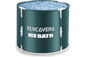 FLOCOVERS Portable Bathtub for Adult - Ice Bath for Cold Water Therapy Training - Folding Tub for Small Space Hot Bath Ice Bath Spa Tub