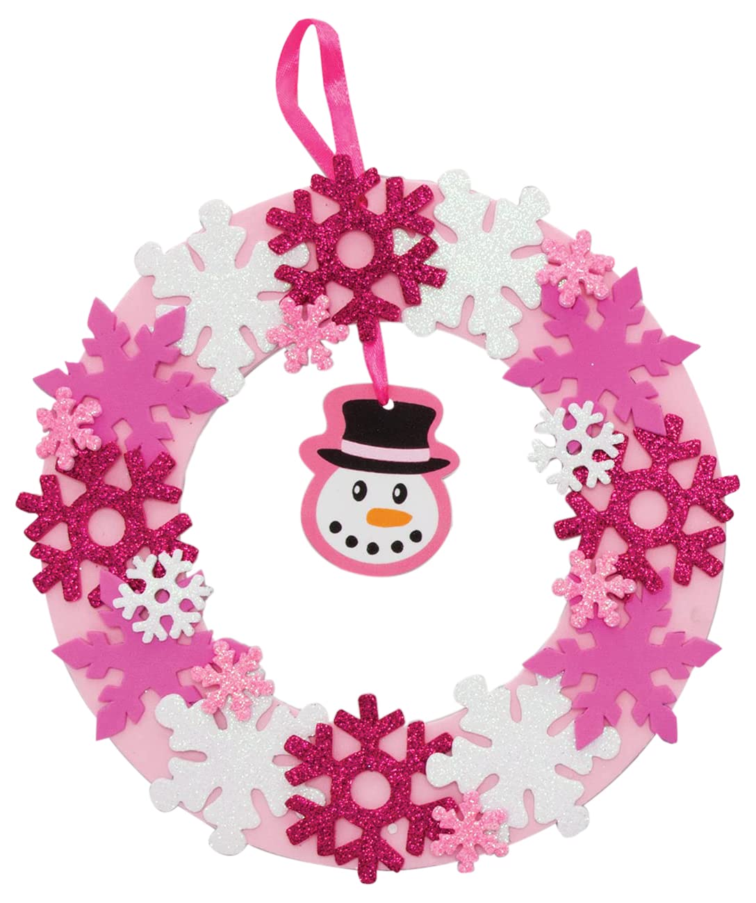 Baker Ross FE870 Snowflake Wreath Kits - Pack of 3, Wreath Ring to Decorate and Display, Make Your Own Decorations, Ideal Kids Arts and Crafts Project, Blue,Pink,Purple