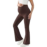 BRATUC Maternity Flare Leggings with Pockets Buttery Soft Bootcut Pregnancy Bell Bottom Pants for Lounge Yoga Work