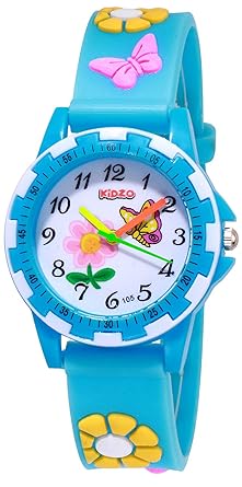 Kidzo Pretty Butterfly Sky Blue Analog Girls Wrist Watch with 3D Strap