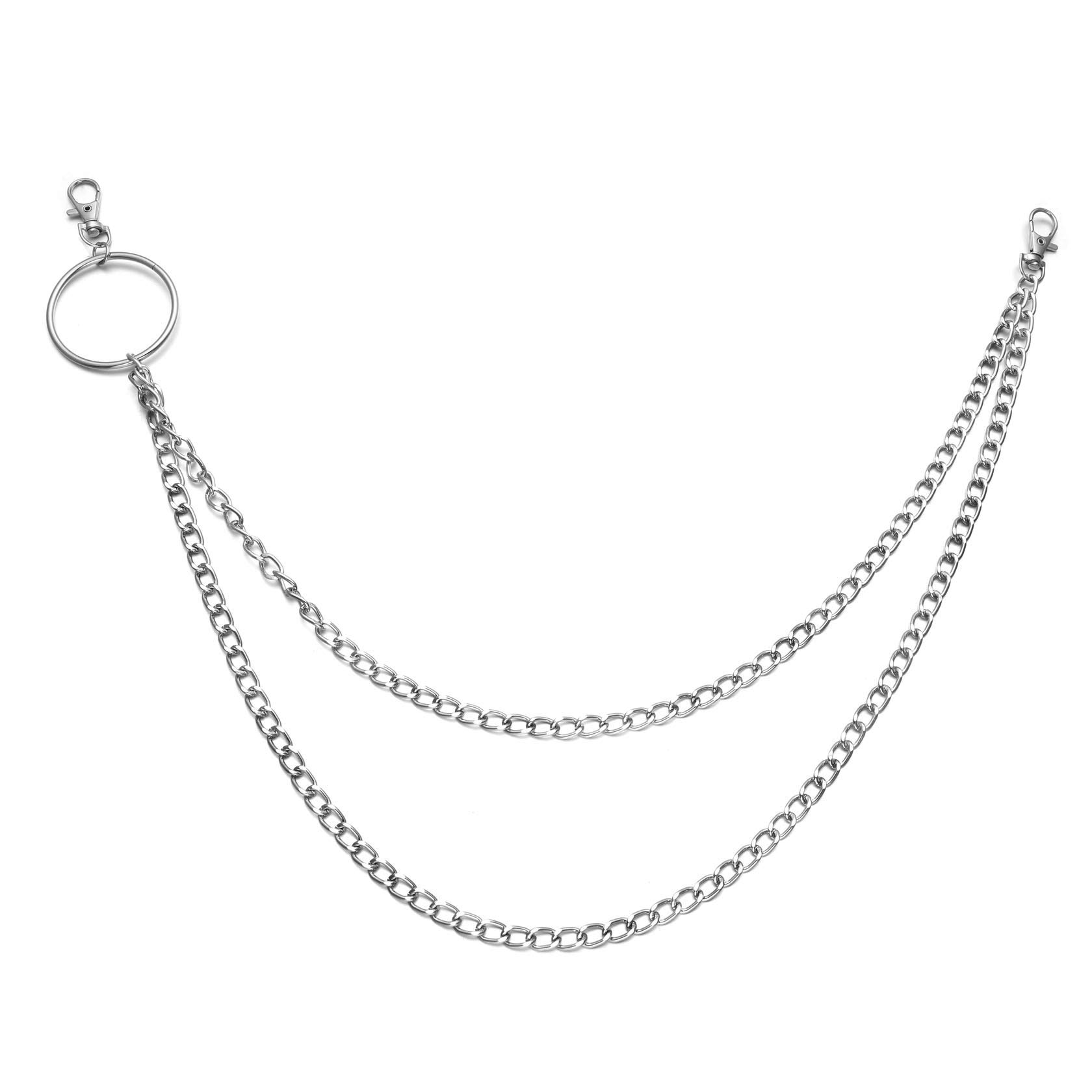 Milakoo Punk Wallet Belt Chain Pants Jeans Chains Hip Hop Waist Chain for Men and Women, Silver