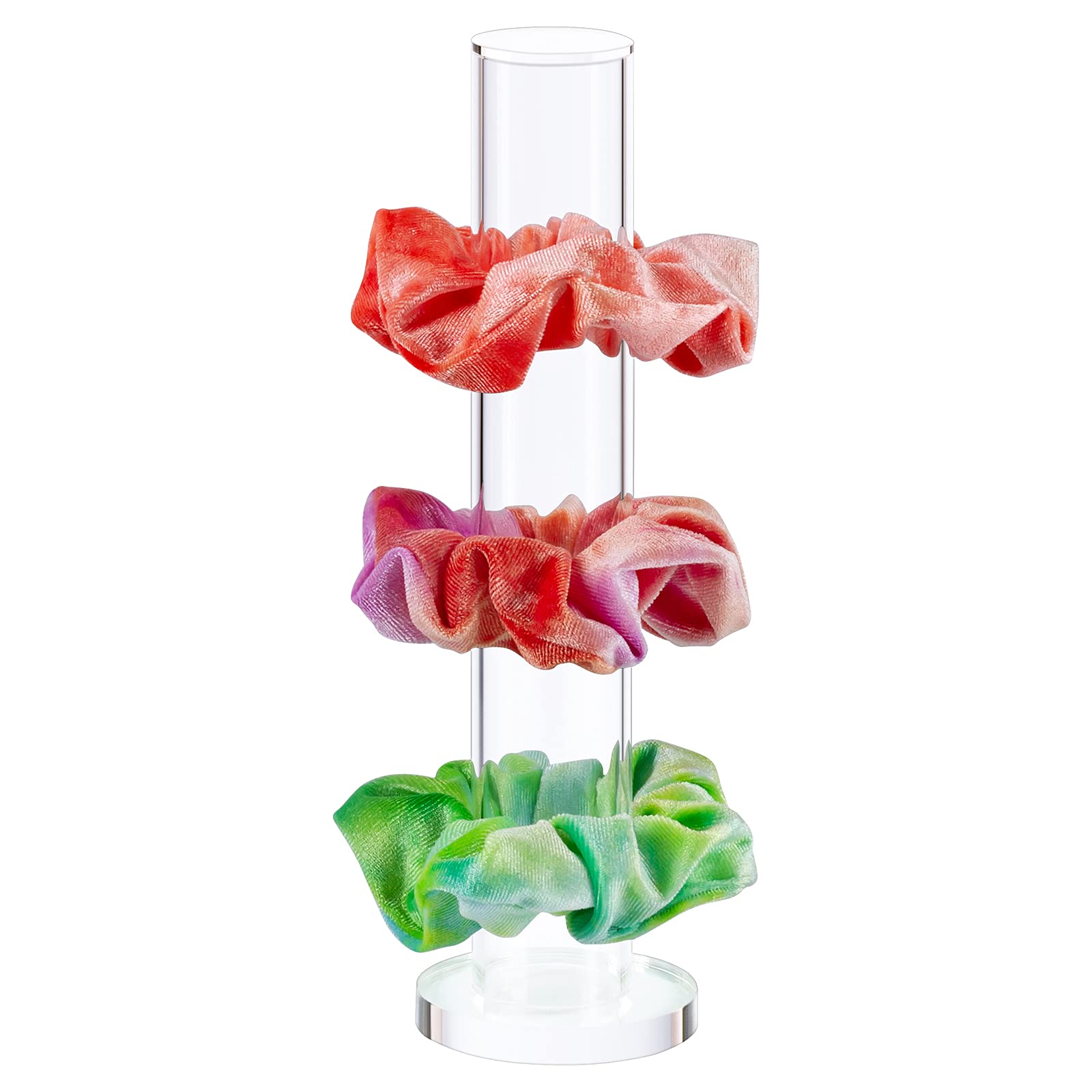CECOLIC Acrylic Scrunchie Holder Clear Hair Tie Organiser Stand, Jewelry Bracelet Headband Accessories Display Tower for Teen Girls/Women - 25.4 cm