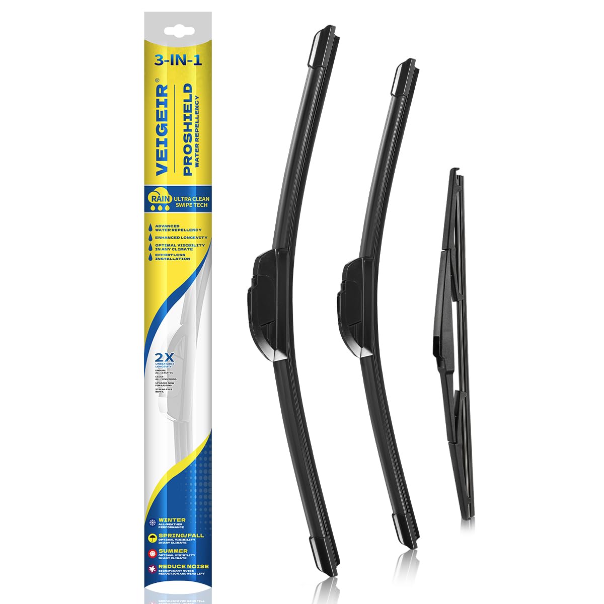 Photo 1 of 3 Pack Windshield Wiper Blades Compatible With Toyota RAV4 2006 2007 2008 2009 2010 2011 2012 Front and Rear Original Equipment Automotive Replacement Blades Set For My Car - 24"17"12"