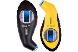 SAFELIFE Digital Tire Pressure Gauge 150 PSI 4 Settings with Backlit LCD and Non-Slip Grip (2pack, Black and Yellow- 2package