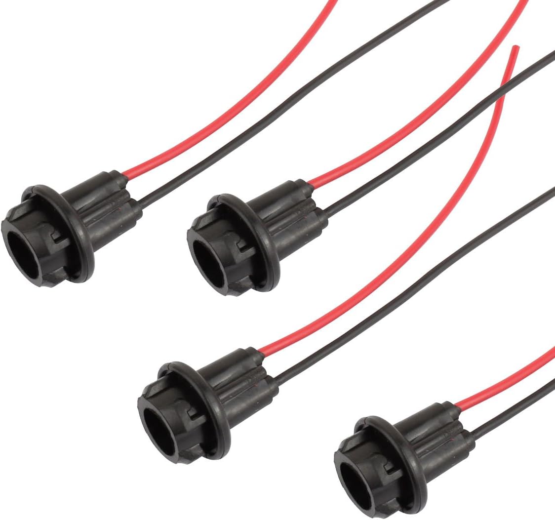 TOMALL T10 W5W 194 LED Bulbs Sockets Pre-wired Connector (Pack of 4), T10-socket*4, T10-Socket*4