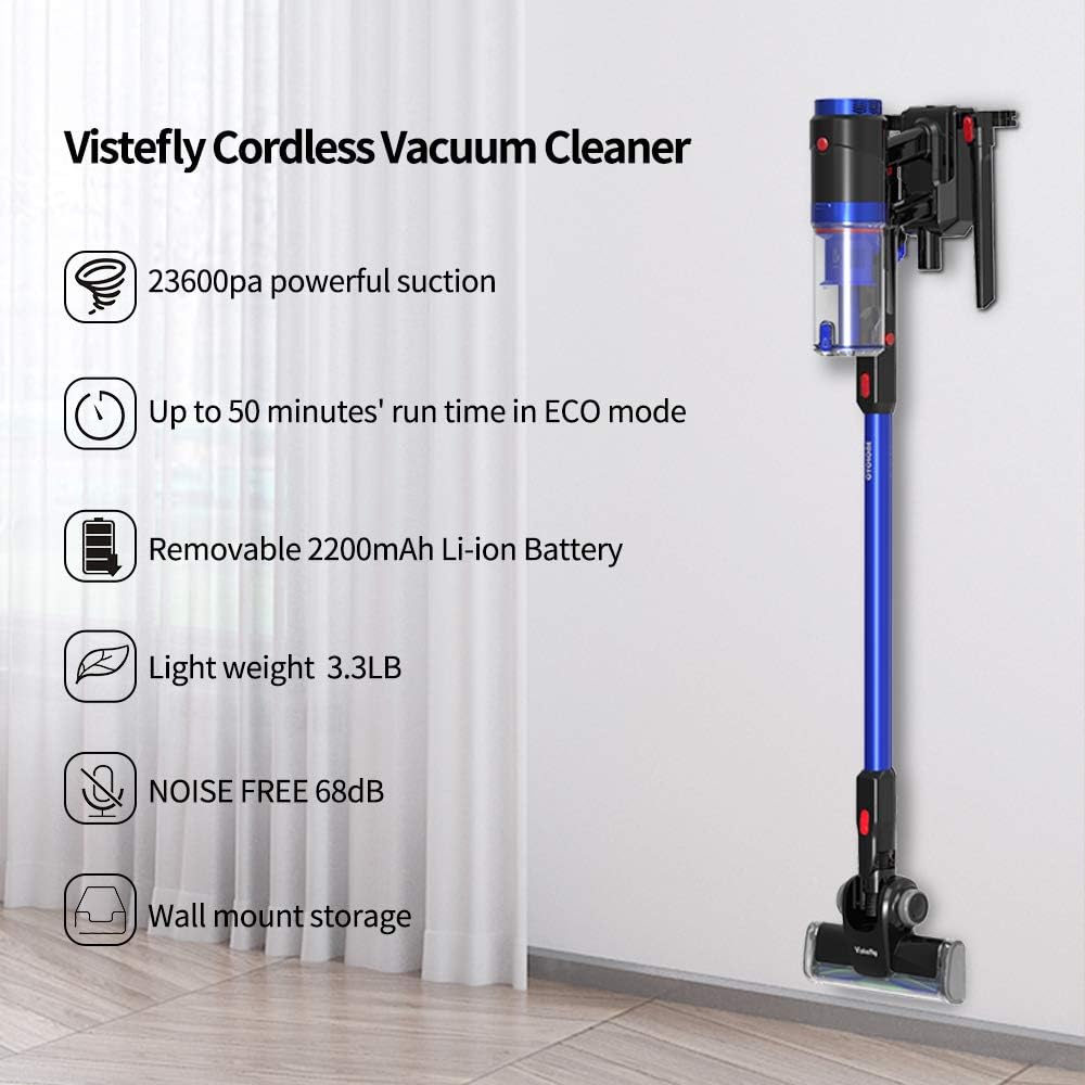 250W Motor Digital Brushless Batería Extraíble de Ion-Litio Vistefly VX-B Aspiradora  Escoba Sin Cable,4 En 1 Aspirador Vertical Y De Mano Sin Cable Aspiración,  limpieza y cuidado de suelo y ventanas Hogar