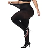 CACCICO Plus Size Tights for Women Super Soft 80D Semi Opaque Pantyhose Stretchable Women's Stockings 1XL - 4XL Black-4XL