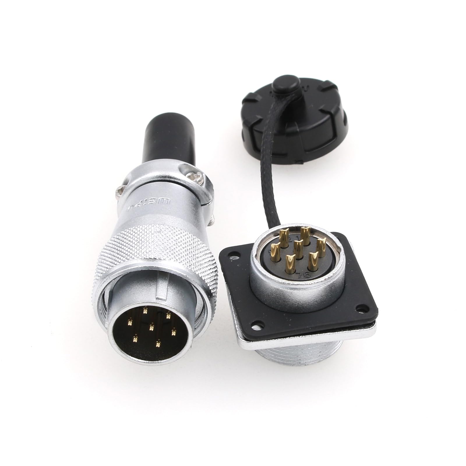 Eonvic WEIPU WS20 7 Pin Aviation Waterproof Connector IP67 Metal Male Plug Female Square Socket Threaded Panel Mount Cable Connector