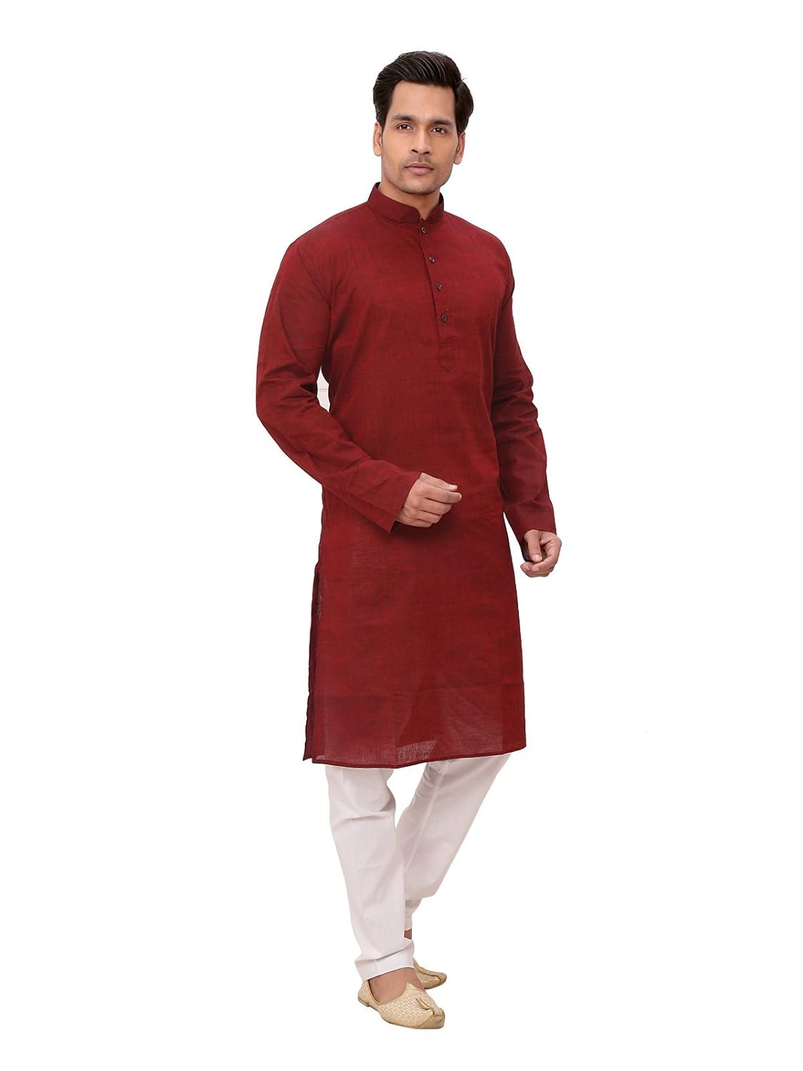 a.b.c. garments maroon south cotton kurta pyjama set for men