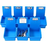 Briwooody 14 Pcs Large Size Dental Lab Working Pan Plastic Pans, Dark Blue | Dental Pan with Matching Clip/ Flap / Pin Board for Holding Notes, Job Cards