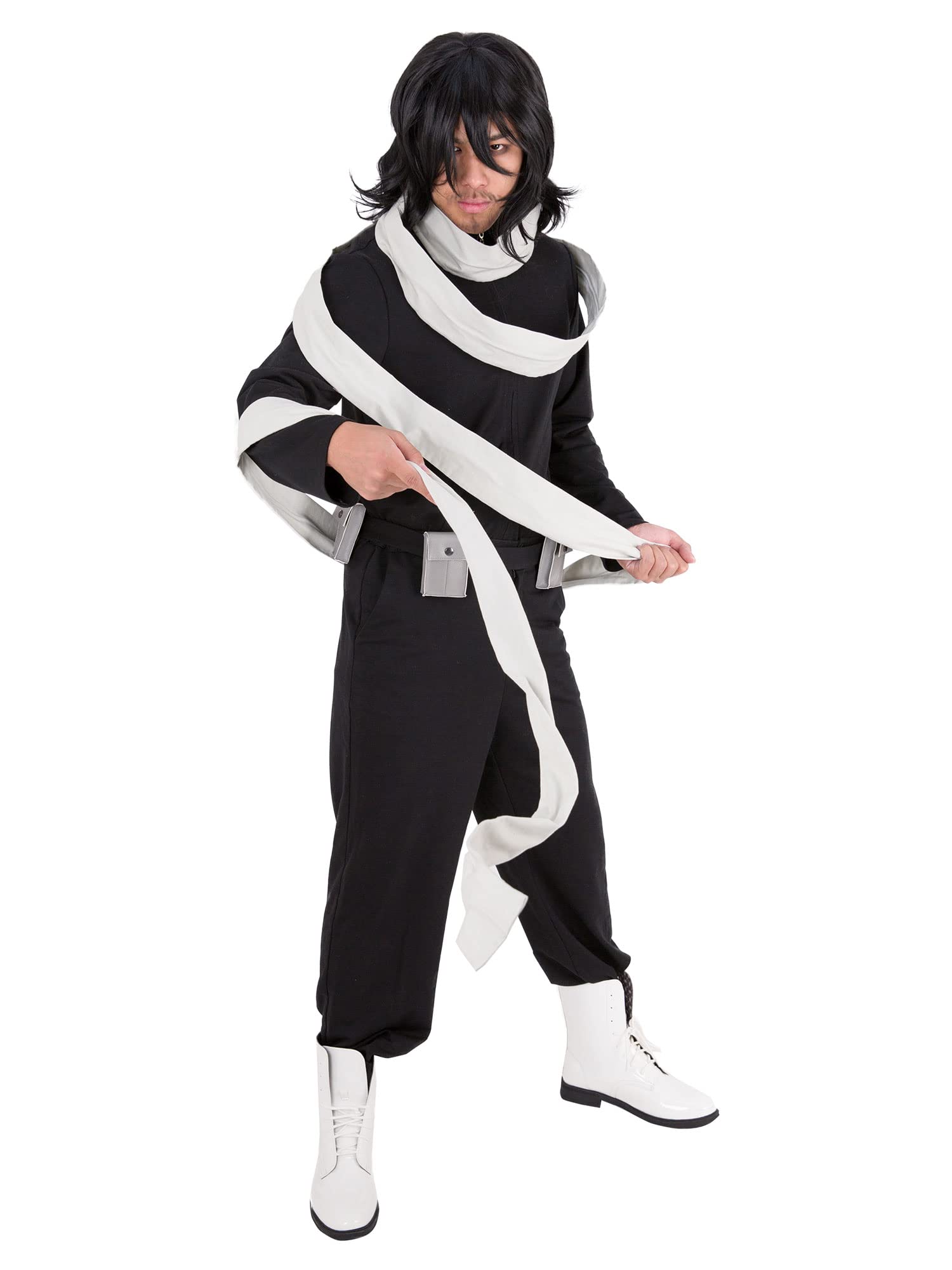 miccostumes Men's Anime Hero Cosplay Costume with Scarf Belt, Black, Large