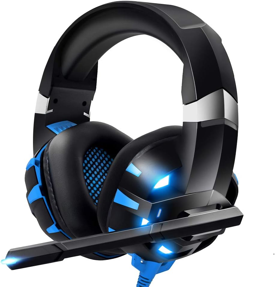 RUNMUS Gaming Headset Xbox One Headset PS4 Headset with Crystal Clear Mic & LED Light, Compatible with PC, PS4, Xbox One Controller(Adapter Not Included)