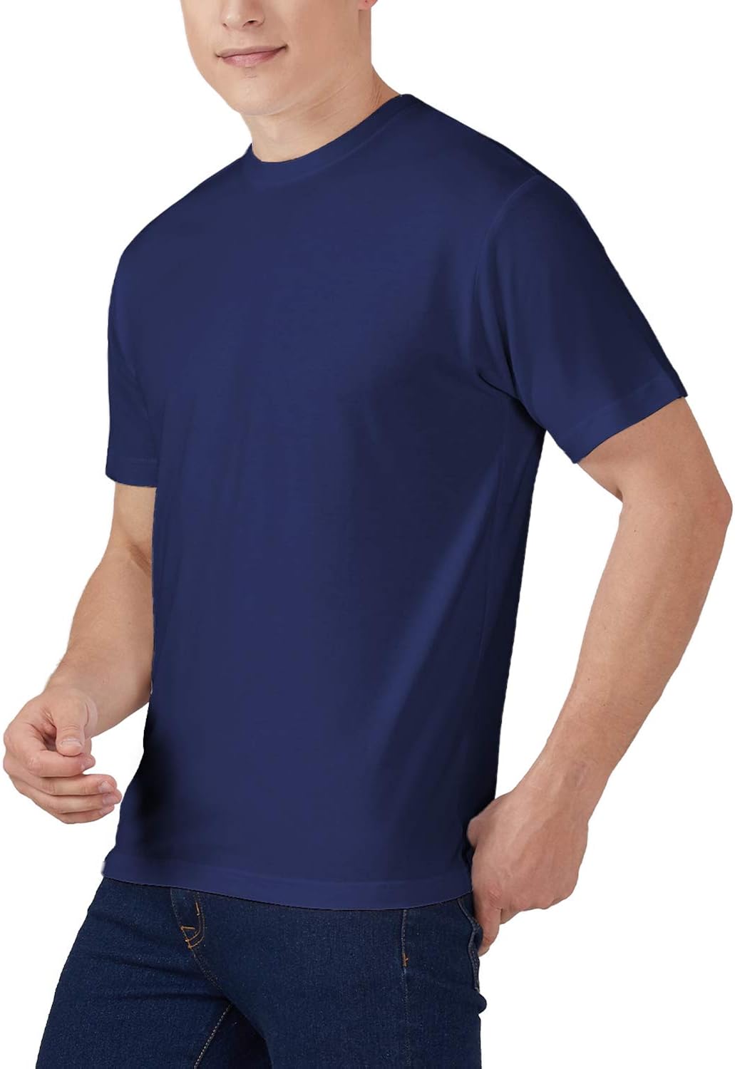 QUALFORT Men's Bamboo T-Shirts Crewneck Undershirt at  Men’s Clothing store