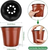PEYOU 100Pcs 4 Inch Plant Pots Plastic Seedling Nursery Pots 10cm view 2