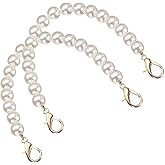 uxcell 2 Pcs Imitation Pearl Purse Strap, 8 Inch Handbag Purse Chain with Lobster Clasp Replacement Extender Bead for DIY Decorative Handbags Bags, Gold