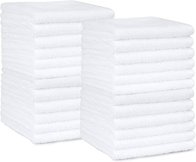 Juego Toallas Baño 100% Algodón Absorbente Toalla Lavabo 30x30 cm, Blanco, Pack 24 Unidades