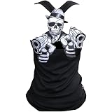 Rockabilly Punk Rock Women's Black Tank Top | Muerte Flower Tiki Skull Graphic Tee | Fitted Stretch Cotton