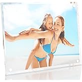 HELPLEX Picture Frames, 1 Pack 8x10 inch Acrylic Picture Frame Clear 8 x 10 Photo Frames Magnetic Picture Frames Ready for Tabletop Display, Effectively Protect Photos from Fading and Yellowing
