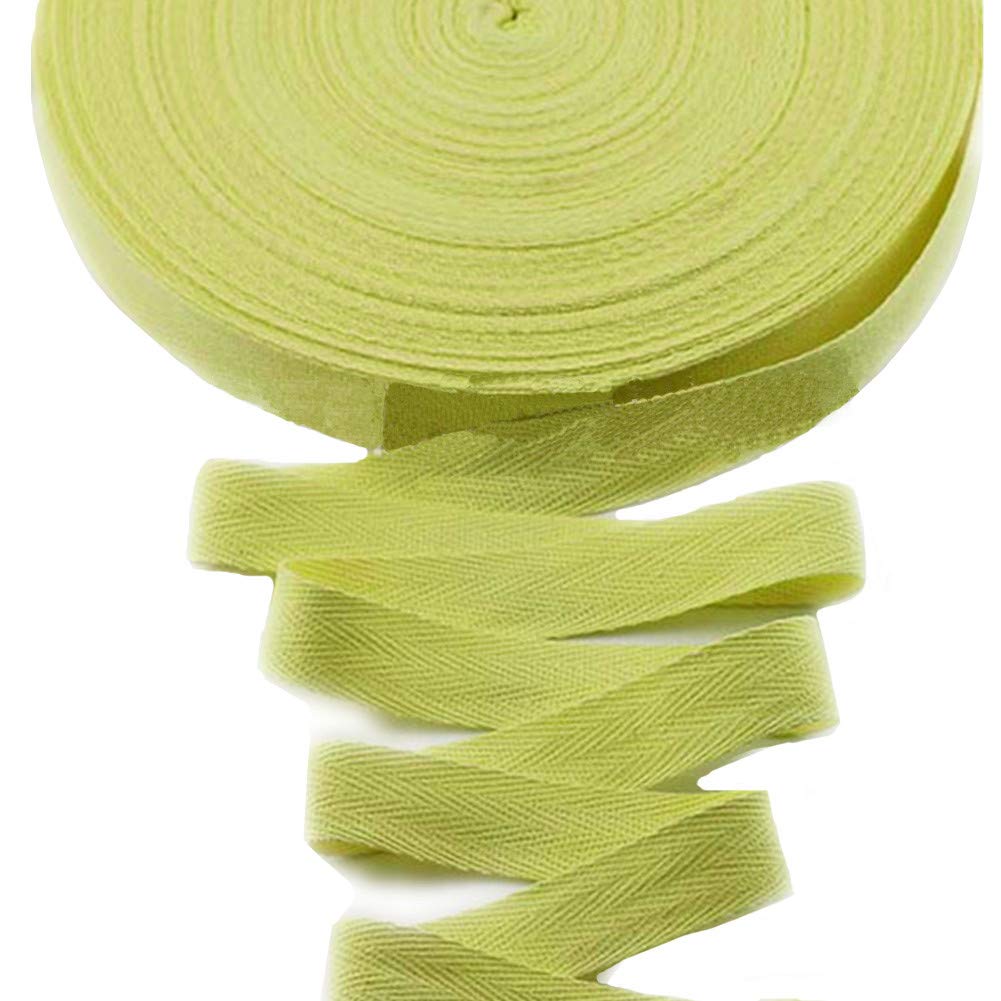 45meters Cotton Ribbon Herringbone Webbing Trim Fabric Tape Tapestry for Bias Binding Gift Wrapping Embellishment Craft Width 20mm (Yellow)